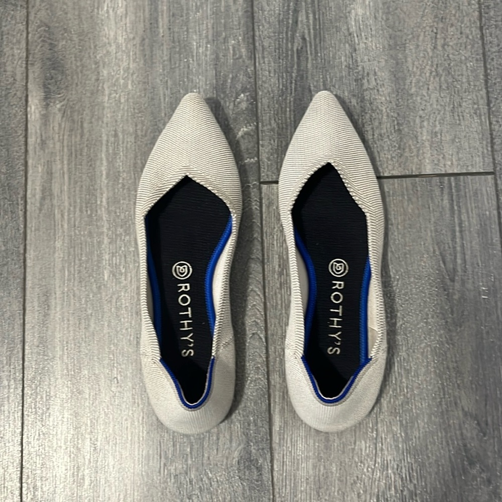 Rothy's Gray Textile Pointed Toe Flats Flax Birdseye Ballet